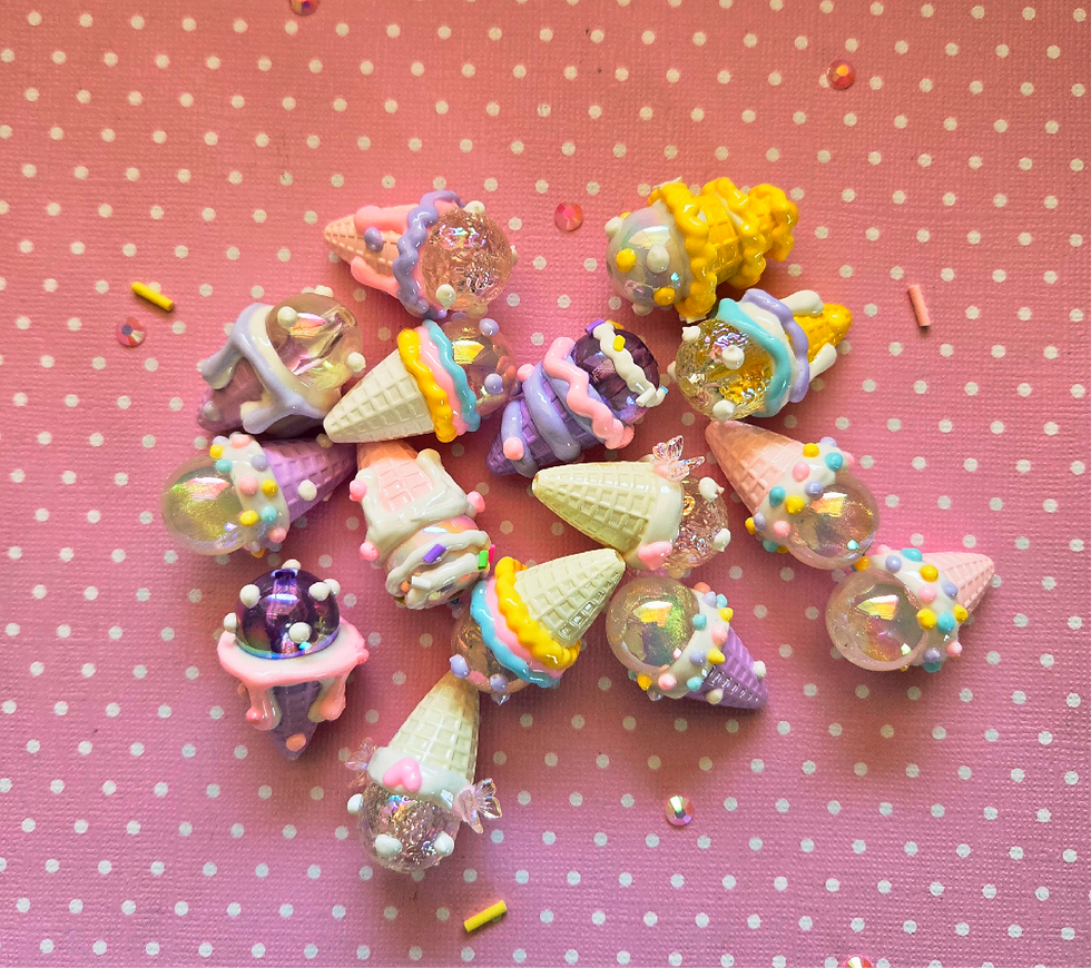 Miniature : Random Mismatch Pastel Icecream Bow Dangle Plugs Or Saddles (0g-1") 🍦