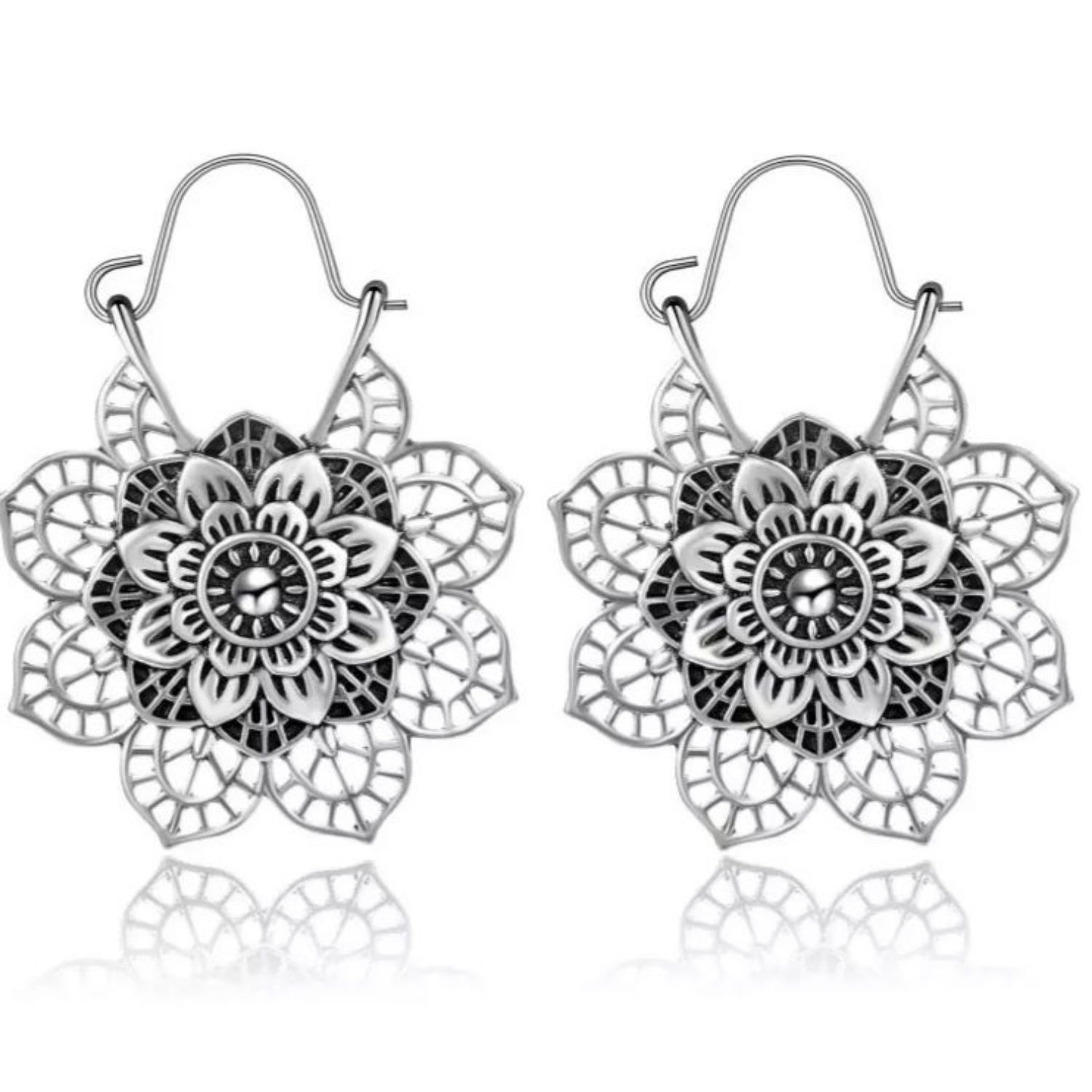 Flower Mandela Ear hangers/ Earrings