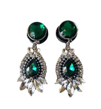Emerald green fancy wedding dangle plugs witch cubic zirconia crystals