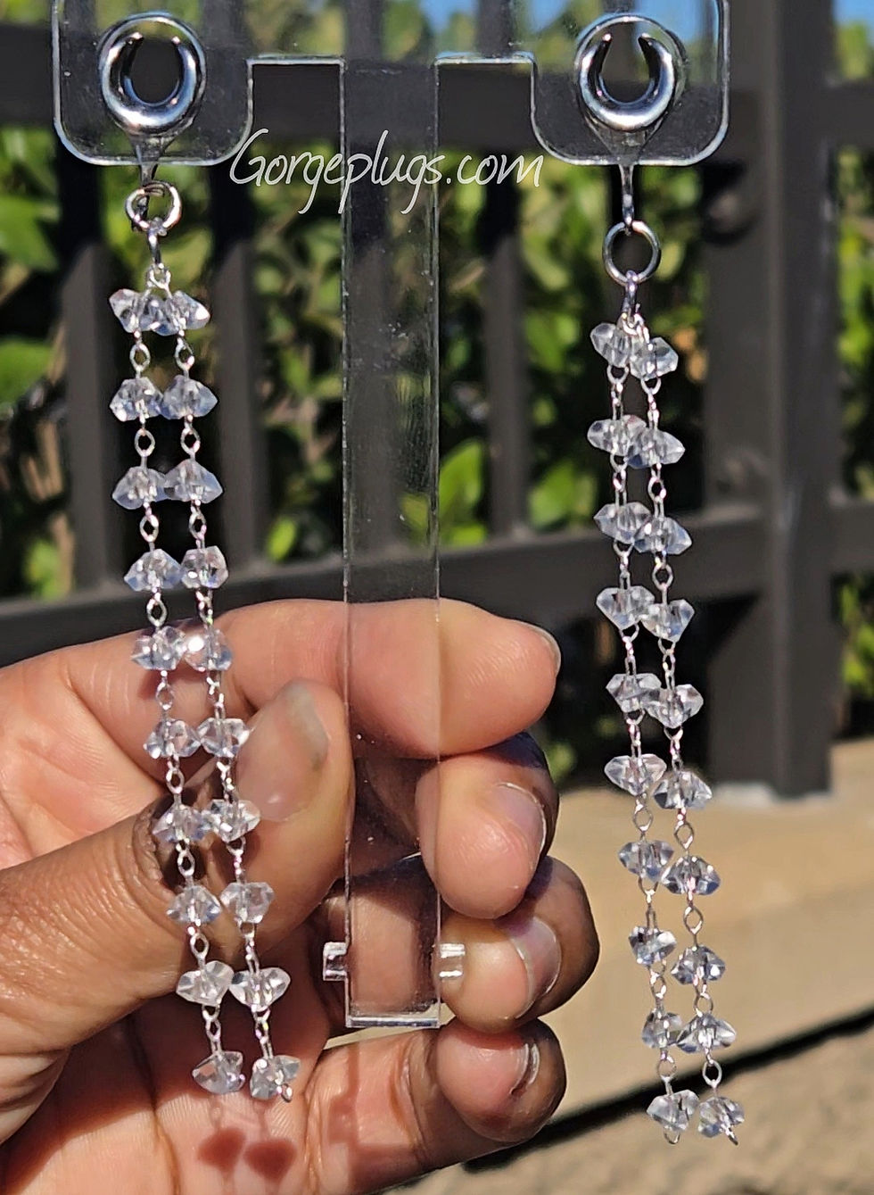 Thumbnail: Chandelier Suncatcher Crystal Saddle Dangle Plugs (2g-1")