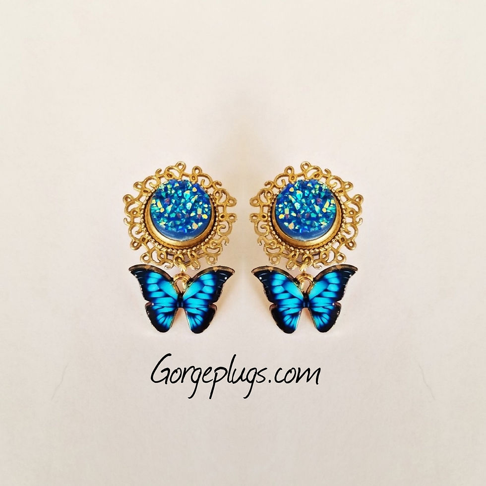 Thumbnail: Vibrant Butterfly Dangle Plugs ( 0g-1") 