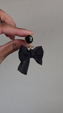Miniaturbild: Black Chiffon Bow Dangle Plugs (0g-1 1/8")