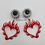 Miniature : Red Flaming Heart Hoops Dangle Plugs (0g-1") 