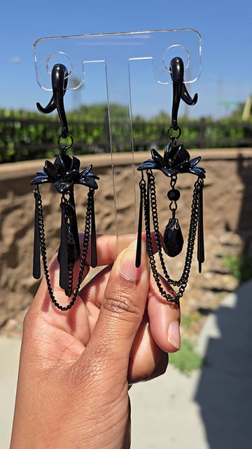 Thumbnail: "Odile" Black Lotus Ear Weights/Earrings (6g/4mm+)