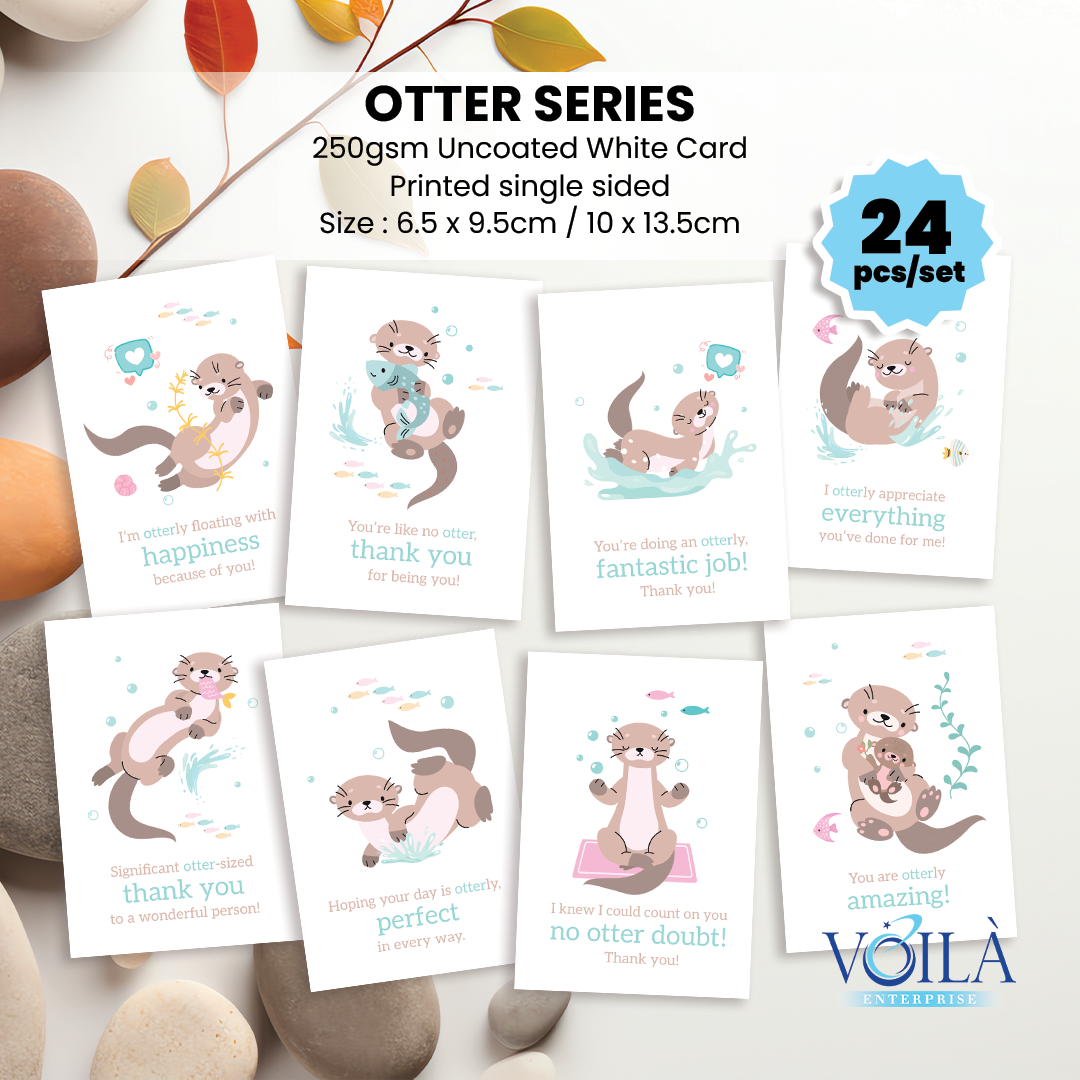 24pcs Thank you punny cards - Otter Series