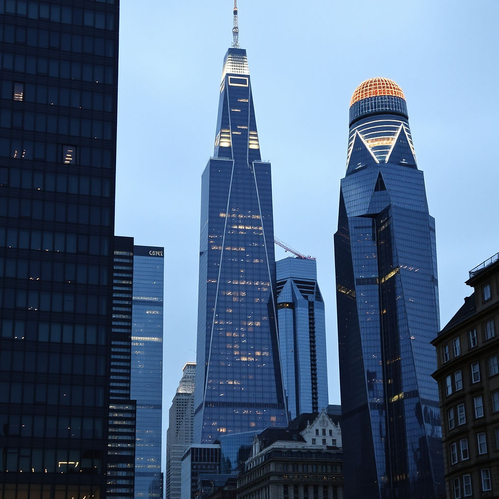 Eye-level view of a modern European city skyline with office buildings and cranes