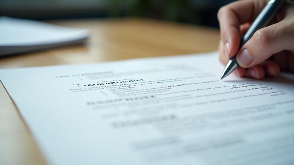 Close-up view of a neatly formatted resume on a desk