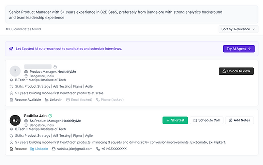 Spotted AI search results