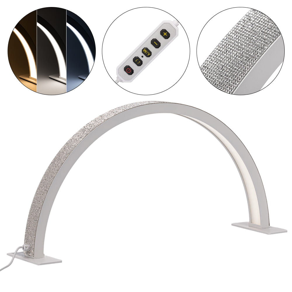 HQ-55D 25W LED Cosmetic Arch Lamp Desk Shadowless White with Rhinestones Size S