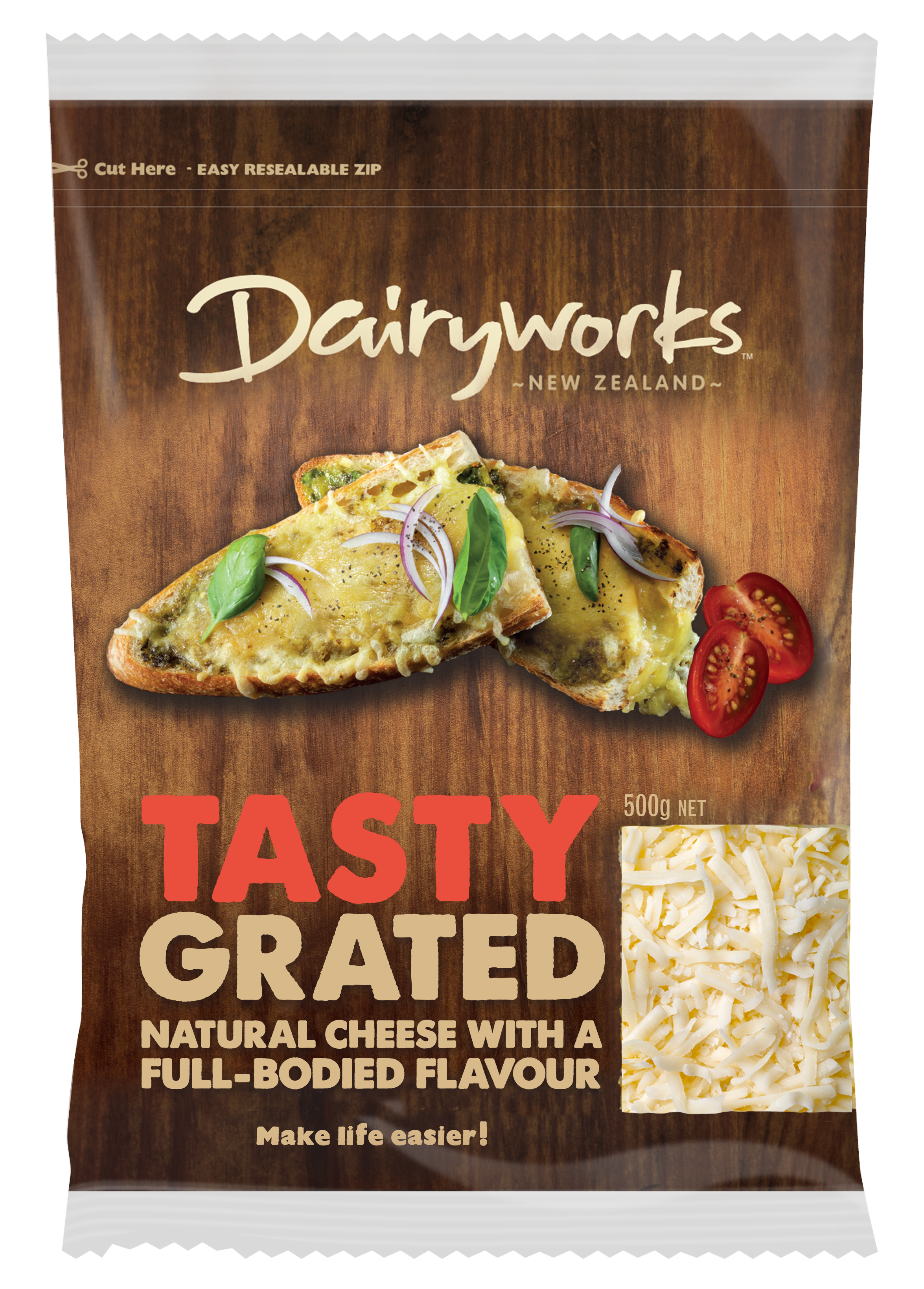 Dairyworks Natural Tasty Grated Cheese 500g