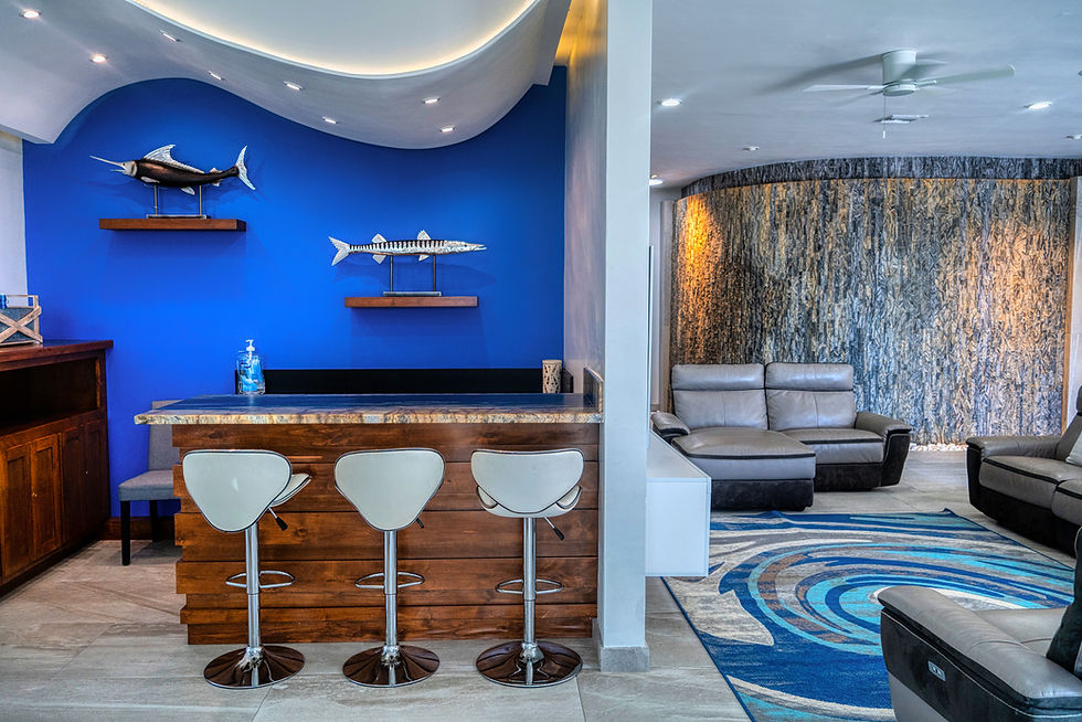 Spectacular indoor bar at Casa Abuelos designed for gathering, relaxing, and enjoying unforgettable moments.
