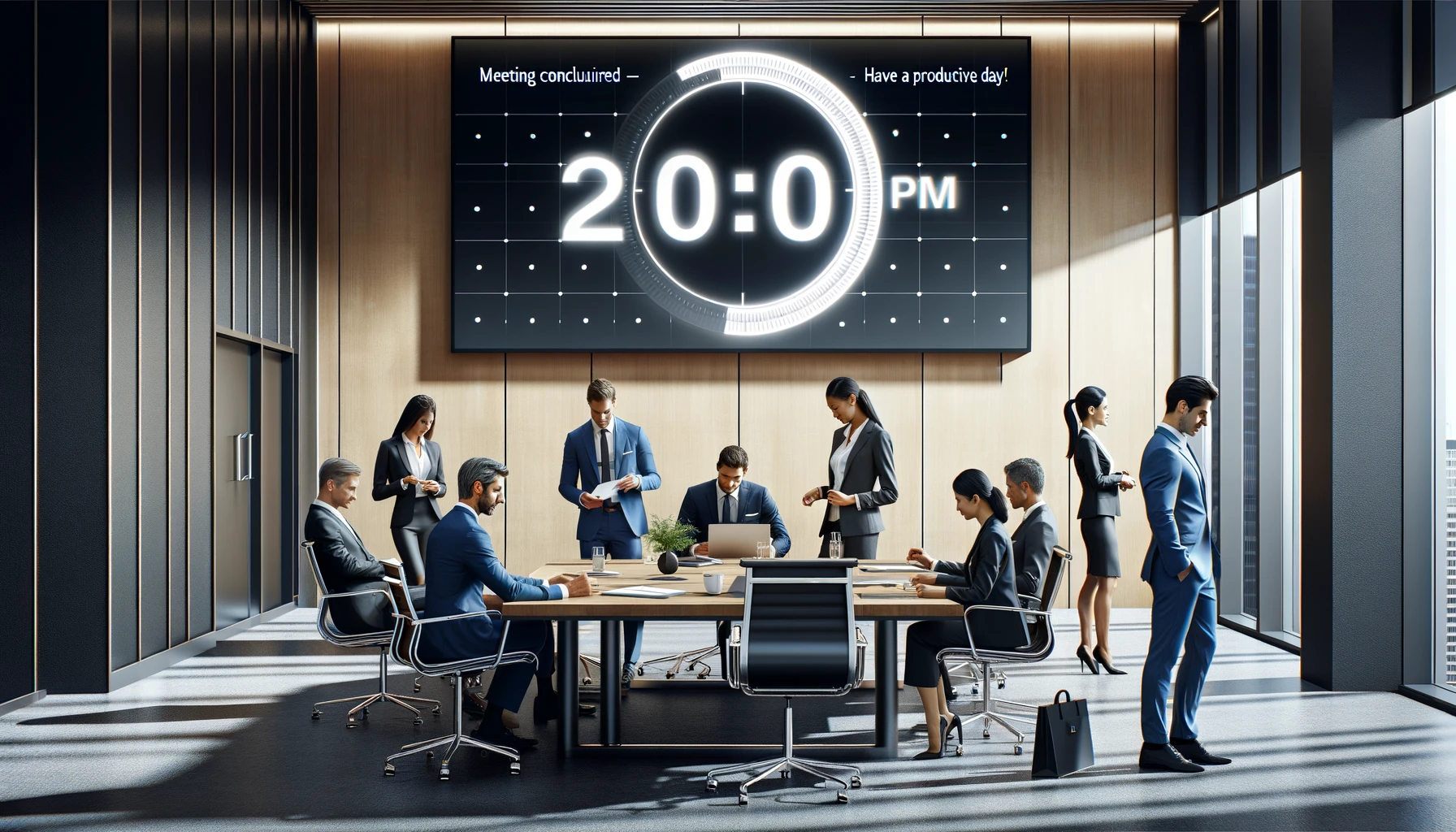 Here are the images of the modern conference room after a concluded meeting.