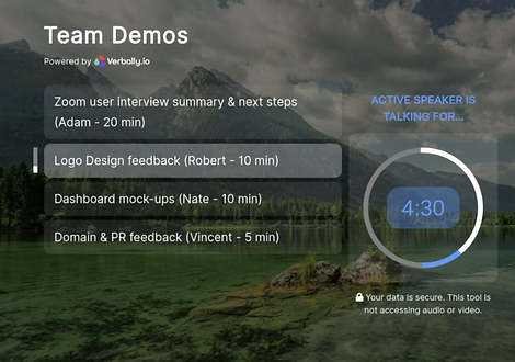 Verbally Speaker Timer shown