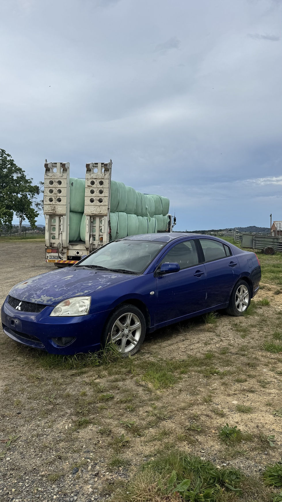 Blue Mitsubishi 380 donor - left front