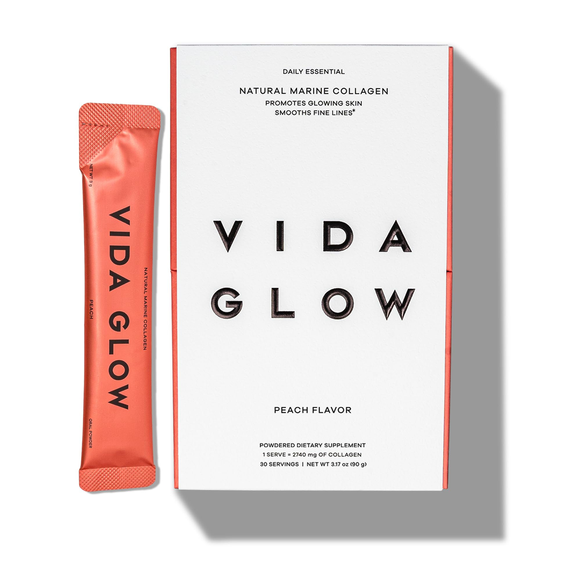 Vida Glow Marine Collagen Powder Sachets Peach