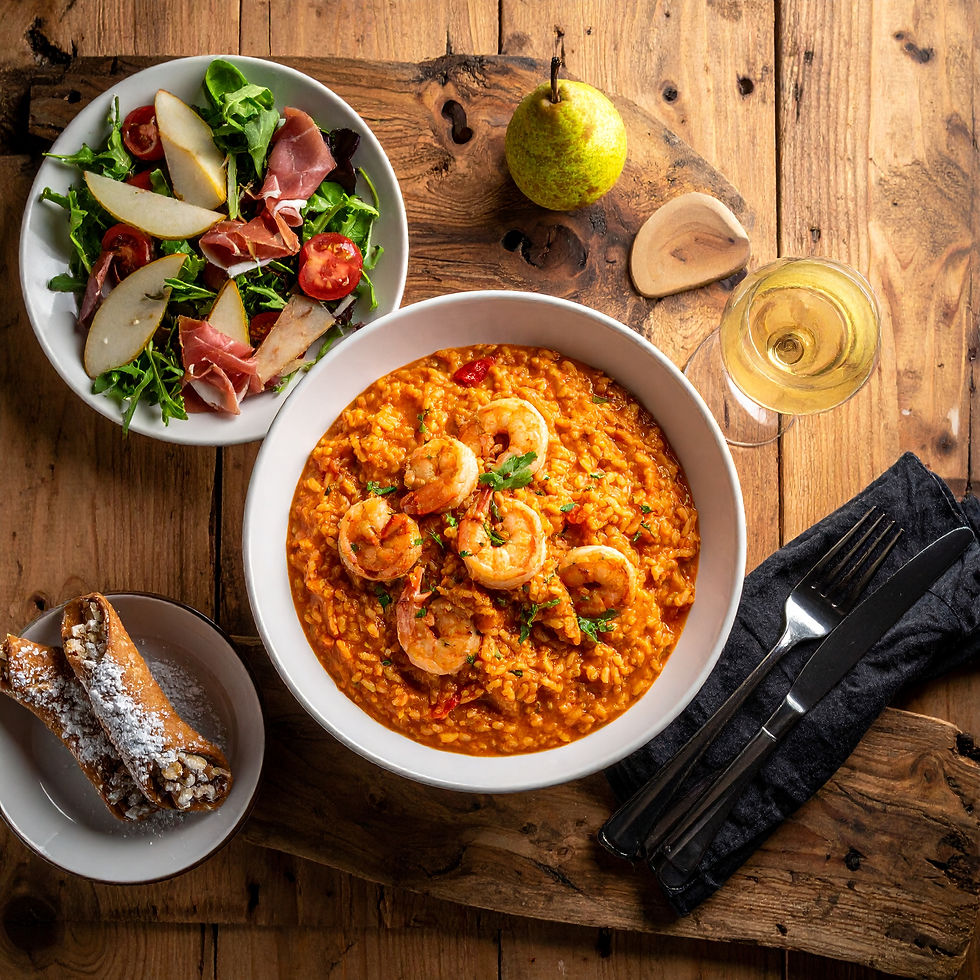Italian Harvest: Prosciutto, Shrimp Risotto, & Cannoli!