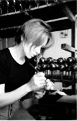working (on samples) in the factory