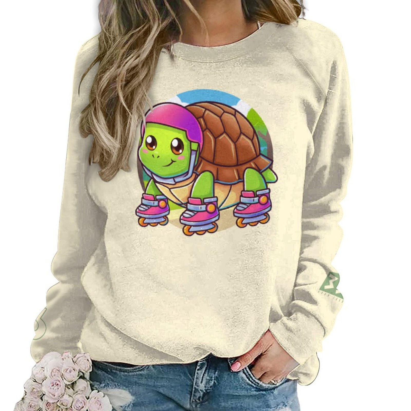 Kawaii Turtle Eagle Raglan Crewneck