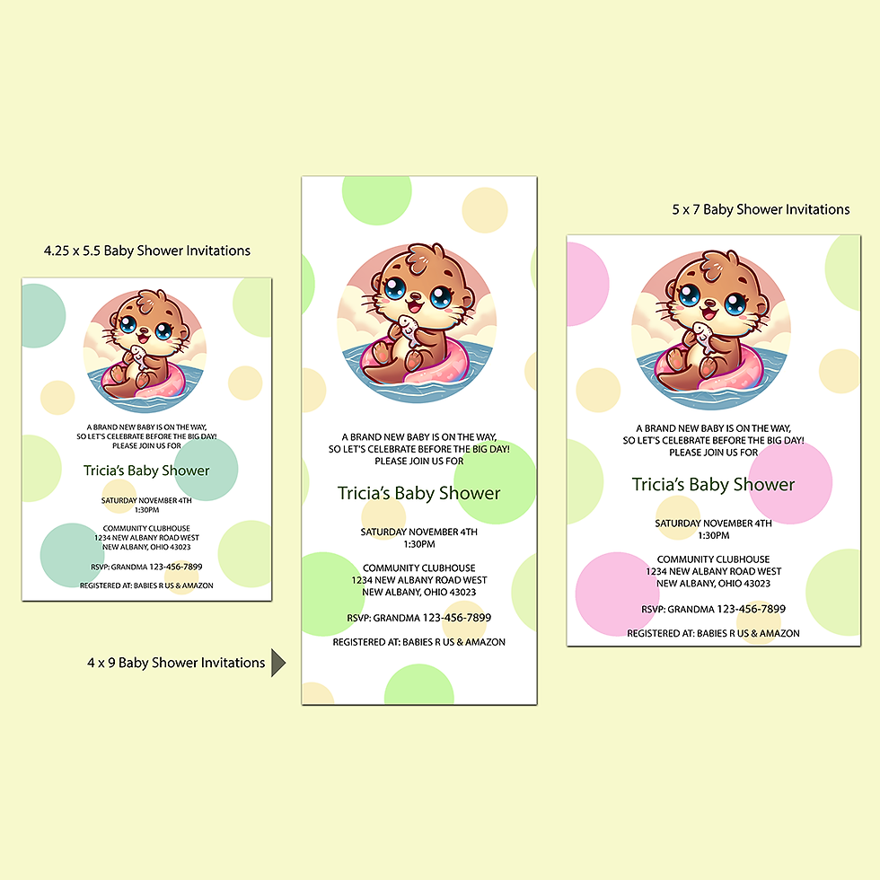 Kawaii Sea Otter Baby Shower Invitations