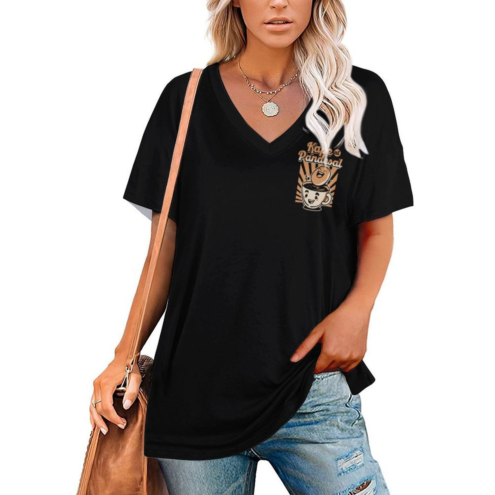 Kawaii Kape at Pandesal Women's V-neck T-shirt