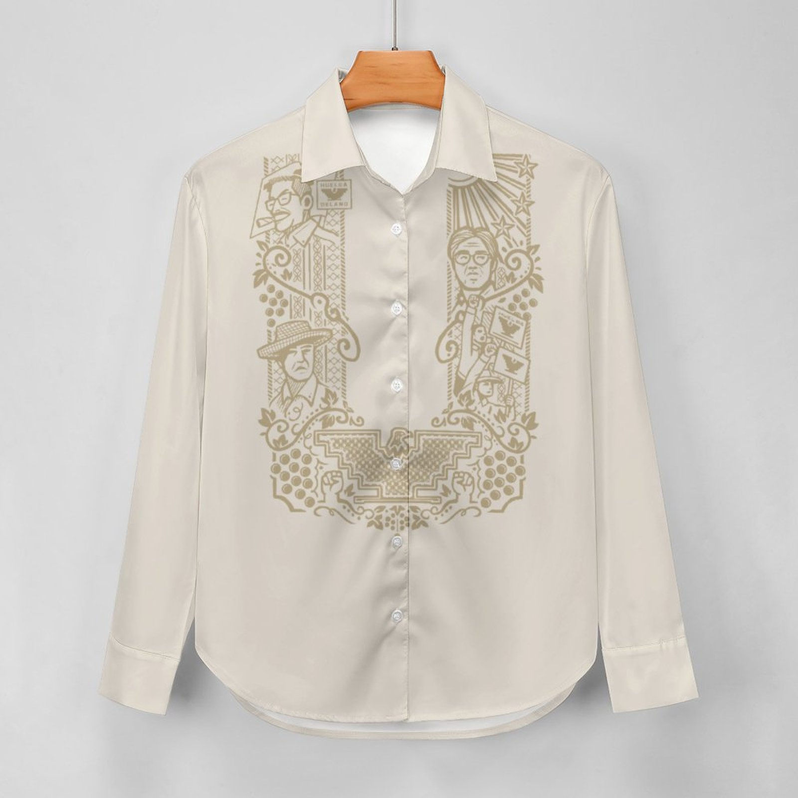 Delano Manongs Women Casual Long Sleeve Shirts / Tan