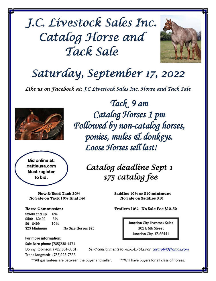 HORSE AND TACK SALE JCCC Livestock Sales