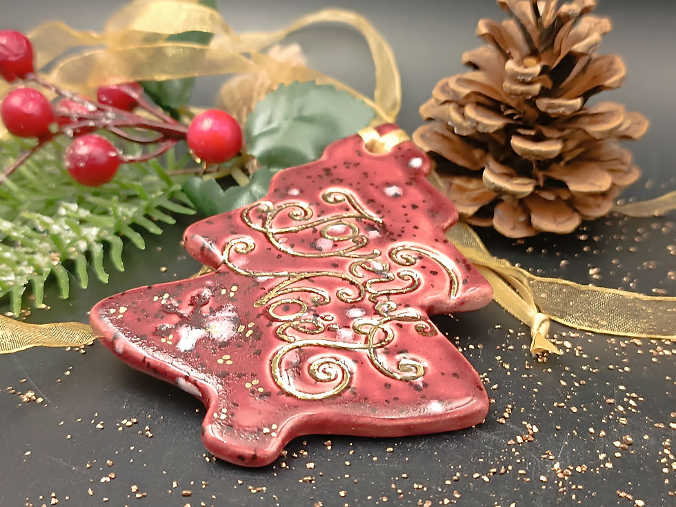 Miniature : Sapin de Noël "Joyeux Noël"  rouge  en céramique