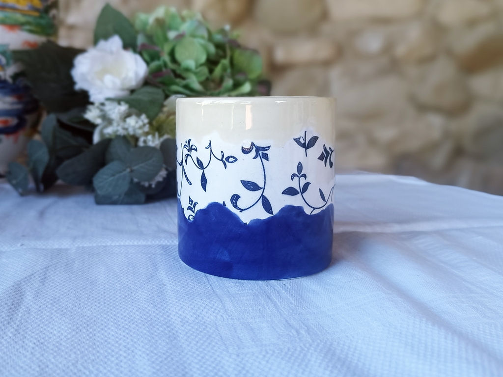 Gobelet droit en faïence "Tricolore"