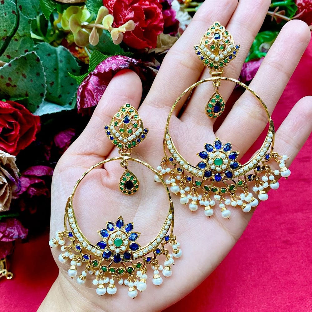 Jadau chandbali Earrings for any occasions, Indian Pakistani Hyderabad style