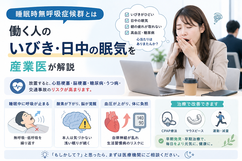 睡眠時無呼吸症候群とは｜働く人のいびき・日中の眠気を産業医が解説