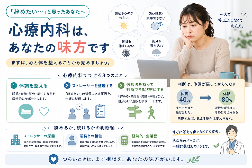 「仕事を辞めたい」と心療内科に来てくれた方へ