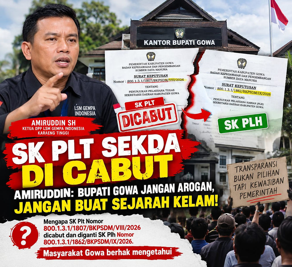 SK Plt Sekda Di Cabut, Amiruddin: Bupati Gowa Jangan Arogan, Jangan Buat Sejarah Kelam!