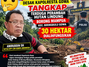 Lsm Gempa Indonesia Desak Kapolresta Gowa Tangkap Terduga Perambah Hutan Lindung Borong Mampua, 30 Hektar Dialihfungsikan