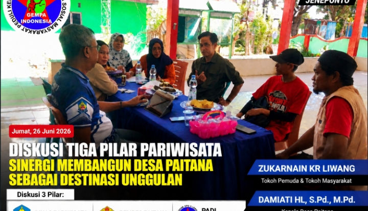 Diskusi Tiga Pilar Pariwisata di Desa Paitana, Zukarnain Kr Liwang Dorong Sinergi Pengembangan Wisata Arung Jeram