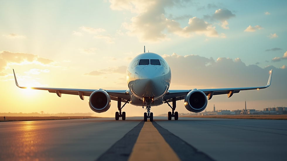 Close-up view of a modern airline jet on a runway