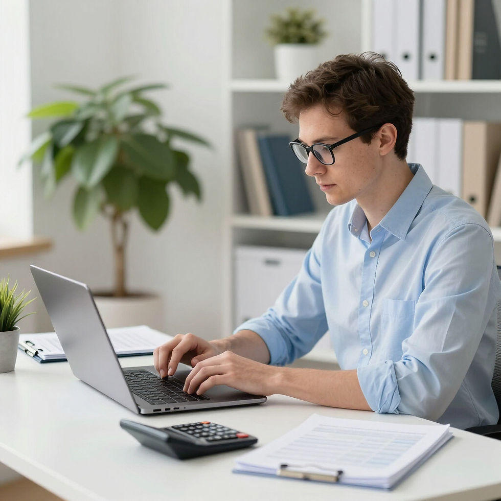 Professional accountant working on tax returns