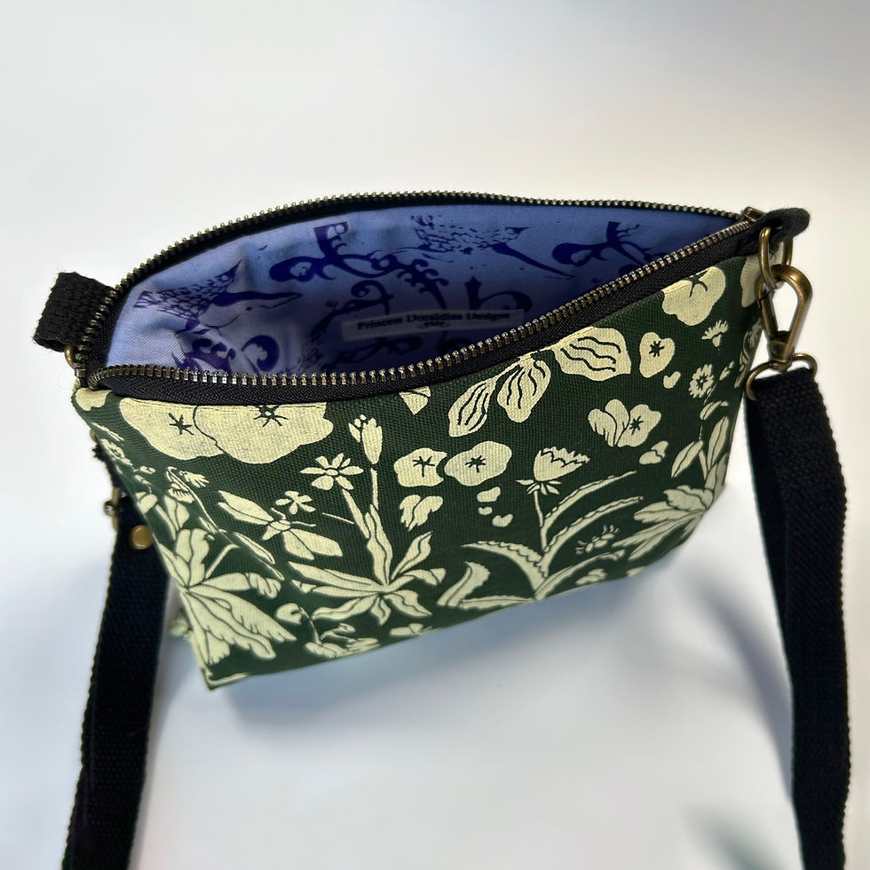 Thumbnail: Mille Fleur - Horizontal Crossbody Bag on Green Canvas