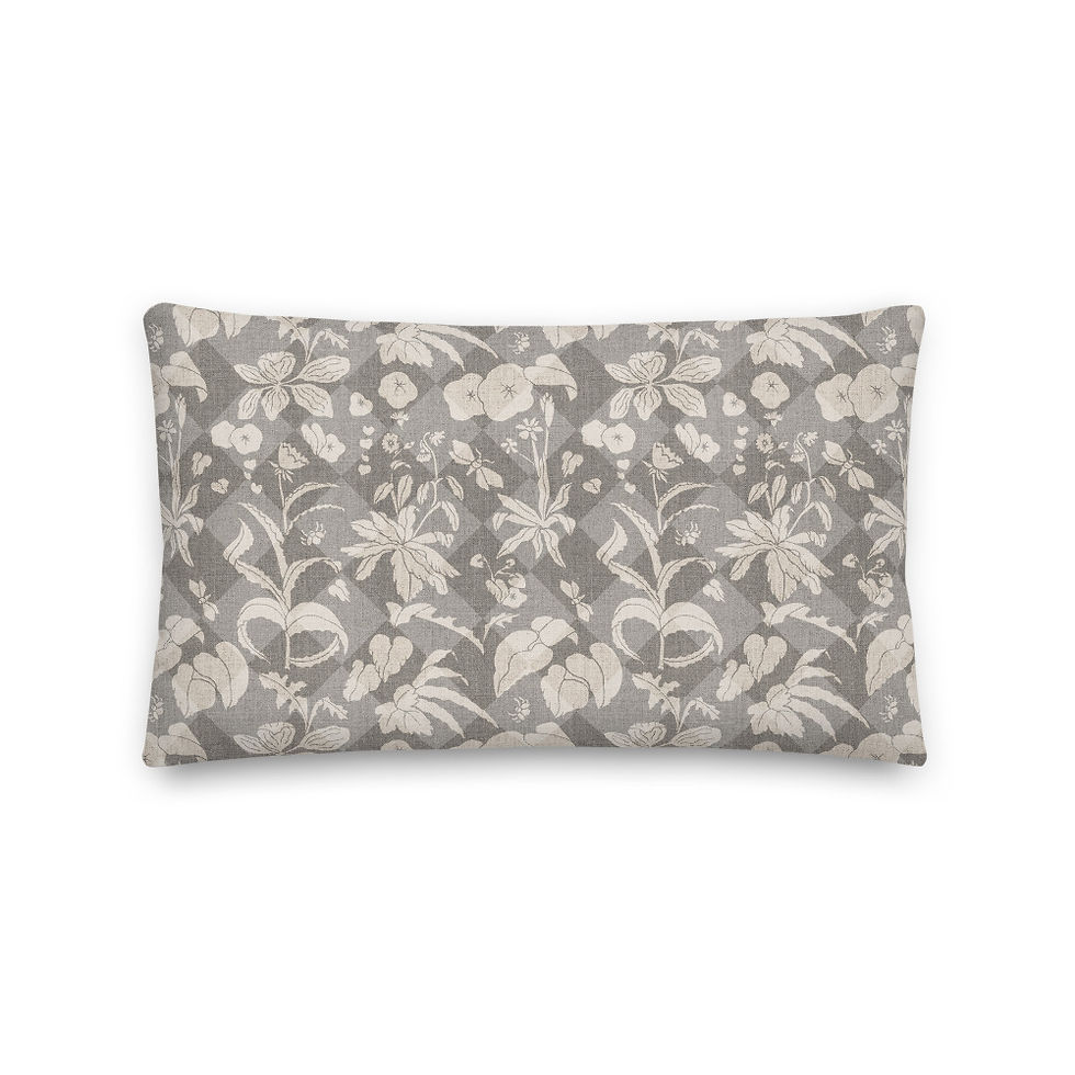 Thumbnail: 1000 Flowers Distressed Check - Premium Pillow