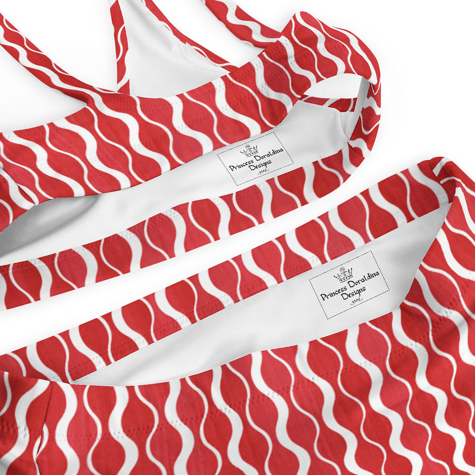 Thumbnail: Red and White Stripe Pattern high-waisted bikini