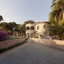 Firefly_Gemini Flash_Photorealistic Mediterranean luxury residence, resort-inspired outdoo
