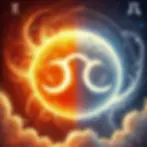 A cosmic interplay highlighting the dual energies of independence and balance.