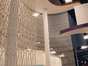 ３Dプリントされたレース上のスクリーンを飾った展示会ブース