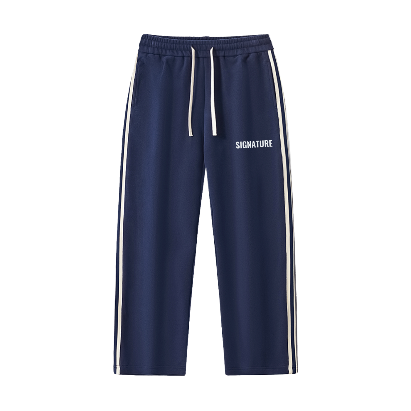 Contrast Side-Stripe Straight-Leg Pants