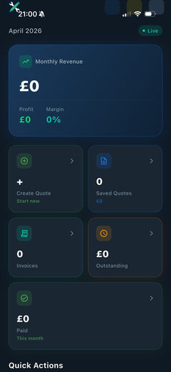 Dark-themed financial dashboard showing April 2026 data