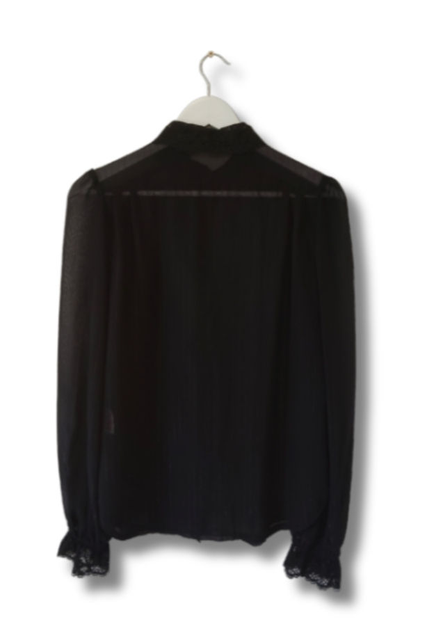 Thumbnail: Sheer Black Blouse with Silver Pinstripes 