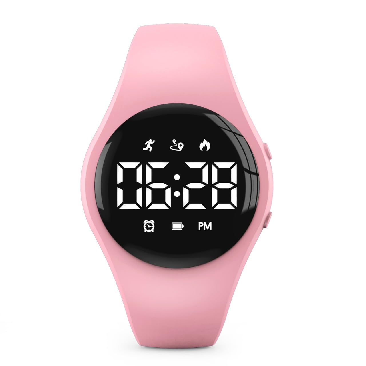 Kids Led Digital Pedometer Watch Steps Counter Waterproof Wristwatch Vibrating A