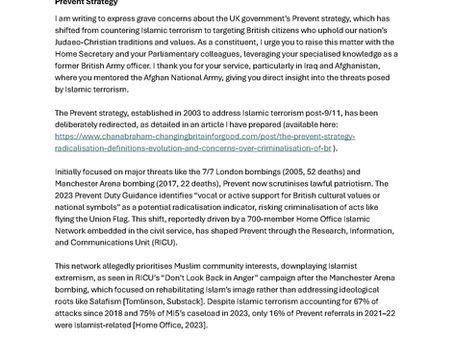 Letter to Ben Obese-Jecty MP - Concerns Over Criminalisation of British Patriotism Arising From Changes & Focus of Prevent Strategy