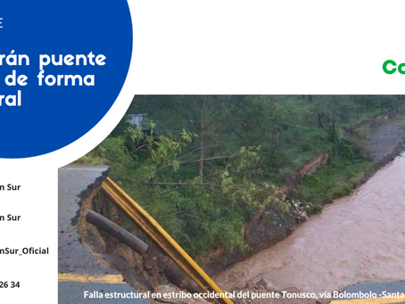 El tres de diciembre será puesto en servicio el puente metálico provisional sobre el río Tonusco
