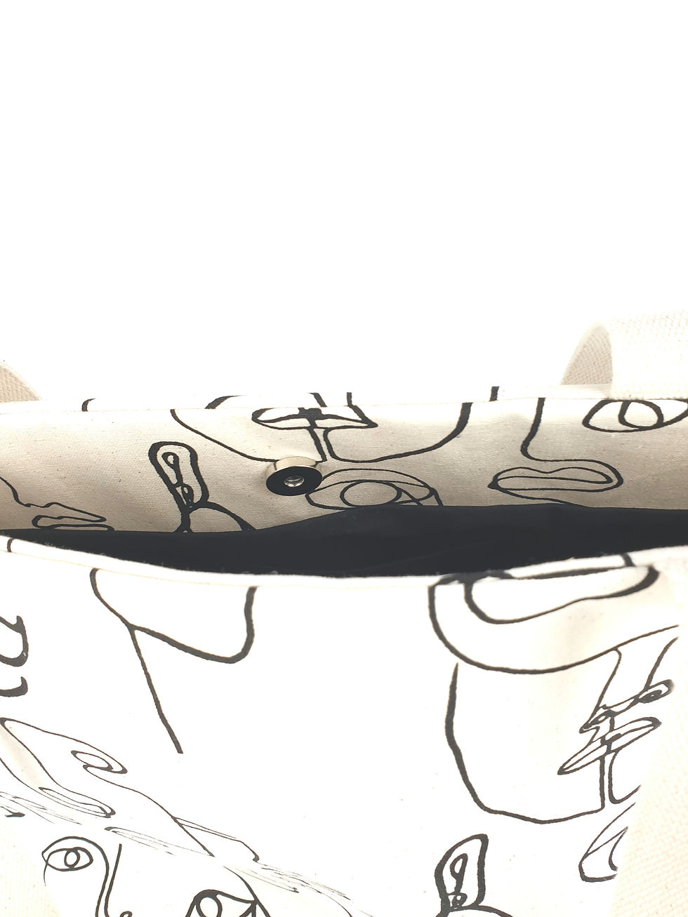 Thumbnail: Beige n Black Line Faces - Medium Handbag