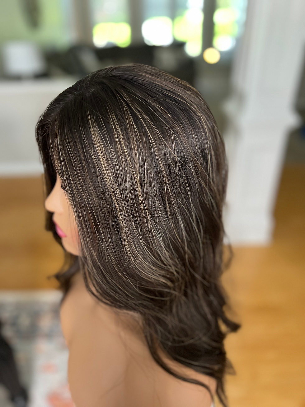 Thumbnail: Darkest Brown/ Black with Highlights - 8x8 Silk Topper